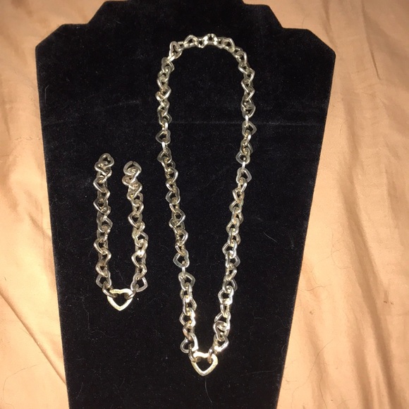 925 SS HEART CHAIN & BRACELET TIFFANYS LOOK ALIKE - Picture 5 of 8